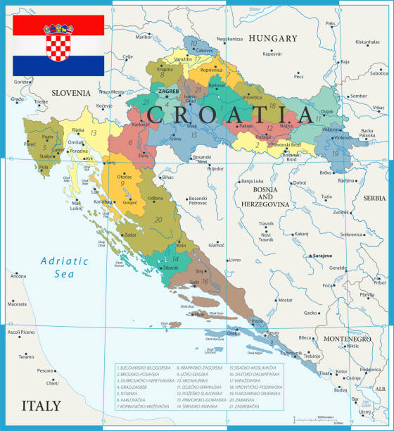 27 - hırvatistan - renk1 10 - croatia stock illustrations