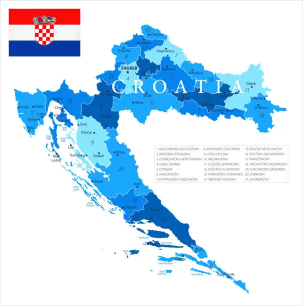 Vector illustration of 04 - Croatia - Blue Spot Isolated 10