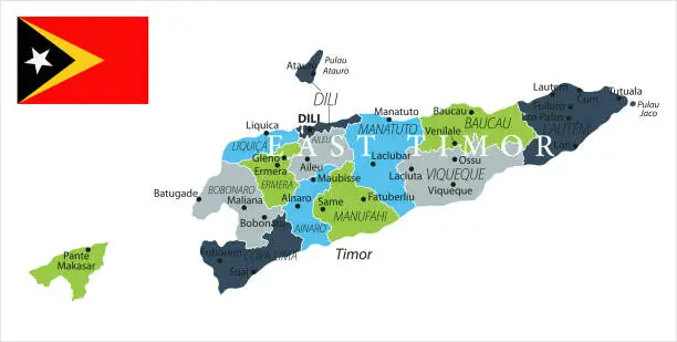 Vector illustration of Map of East Timor - Vector