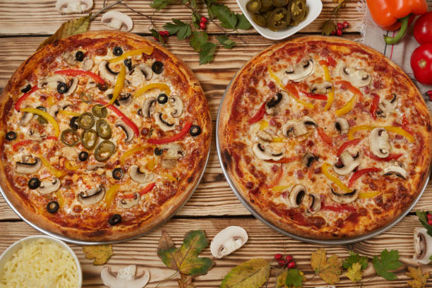 Vegetables and jalapeno pizza stock photo