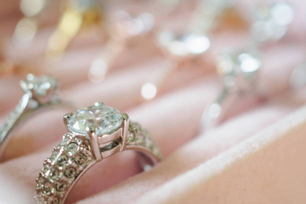istock Gold jewelry diamond rings in box 1054987890