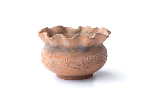 istock vintage clay flower pot isolated on white background 1054988202