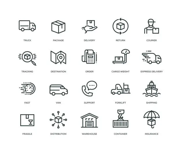 Vector illustration of Delivery Icons - Line Series