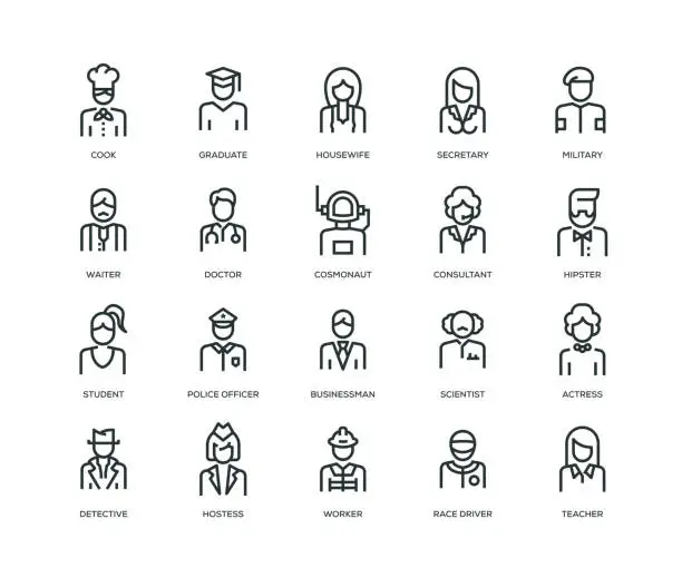 Vector illustration of People Avatars Icons - Line Series