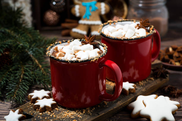 istock cozy winter drink hot chocolate in red mugs 1054994052