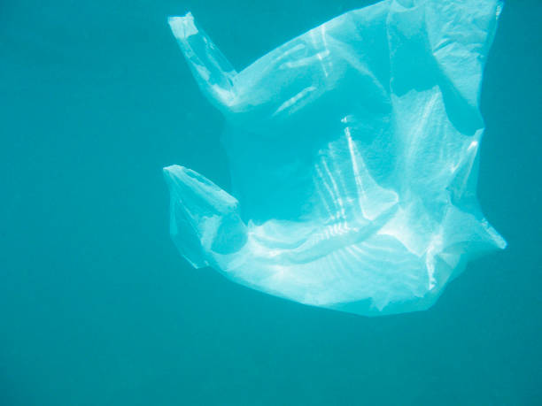 istock Plastic bag floating into the sea. Polluted enviromental. Recycle garbage 1054996838