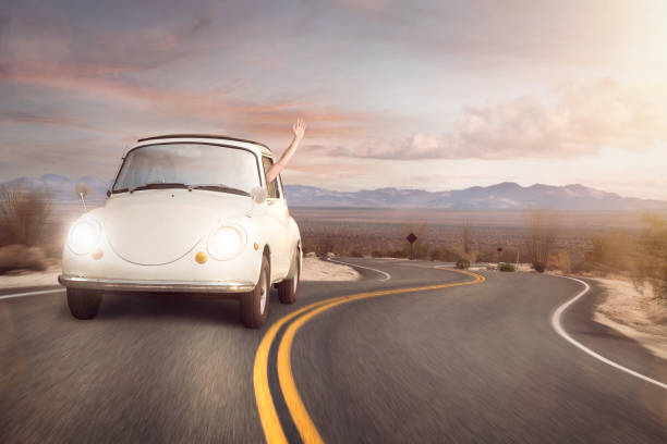 istock Road trip in a vintage car 1054997172