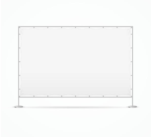 Realistic Detailed 3d White Blank Advertising Stand Template Mockup. Vector Realistic Detailed 3d White Blank Advertising Stand Empty Template Mockup for Business. Vector illustration of Mock Up Banner panel stock illustrations