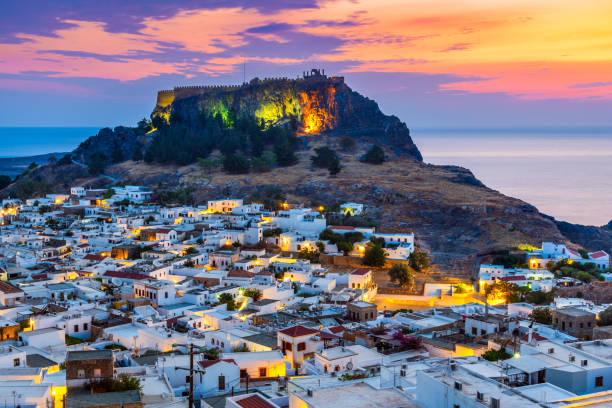 istock Lindos, Acropolis in Rhodes, Greece 1055006136