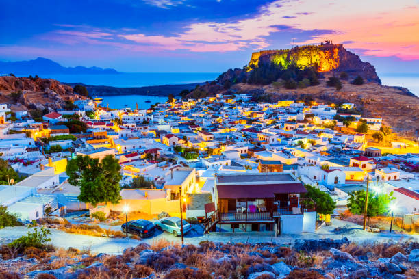 istock Lindos, Acropolis in Rhodes, Greece 1055006138