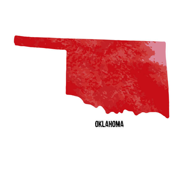 ilustrações, clipart, desenhos animados e ícones de estado de oklahoma. estados unidos da américa. ilustração em vetor. textura de aquarela. - cartography oklahoma map isolated