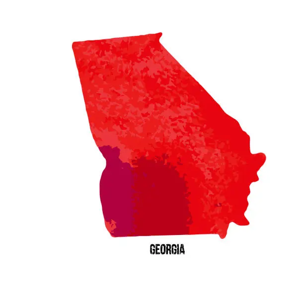 Vector illustration of Georgia. United States Of America. Vector illustration. Watercolor texture.