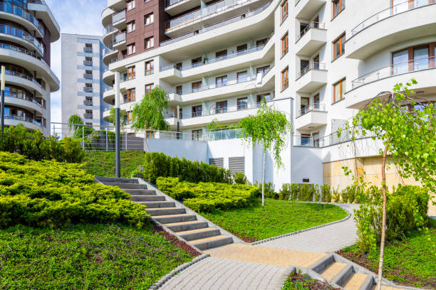 istock Green square in a new housing estate 1055006904