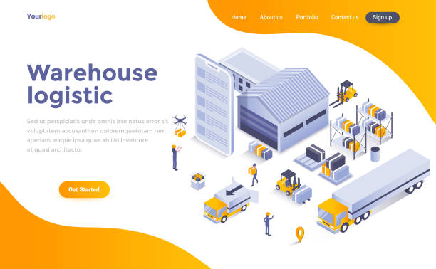 Flat color Modern Isometric Concept Illustration - Warehouse Logistic Modern flat design isometric concept of Warehouse Logistic for website and mobile website. Landing page template. Easy to edit and customize. Vector illustration landing page illustrations stock illustrations