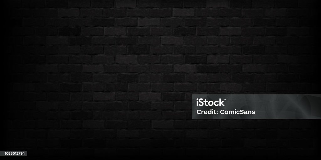 Vector realistic isolated black brick wall background for template and layout decoration. Black Color stock vector