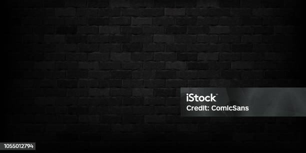 Vector Realistic Isolated Black Brick Wall Background For Template And Layout Decoration Stock Illustration - Download Image Now