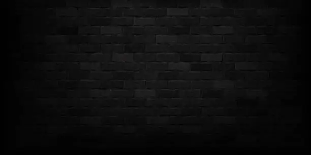Vector illustration of Vector realistic isolated black brick wall background for template and layout decoration.