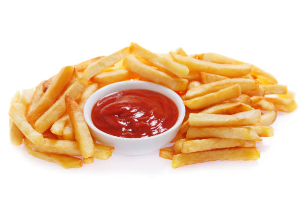 istock French fries with ketchup on white background 1055015262