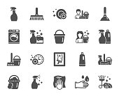 istock Cleaning icons. Laundry, Sponge and Vacuum. Vector 1055021690