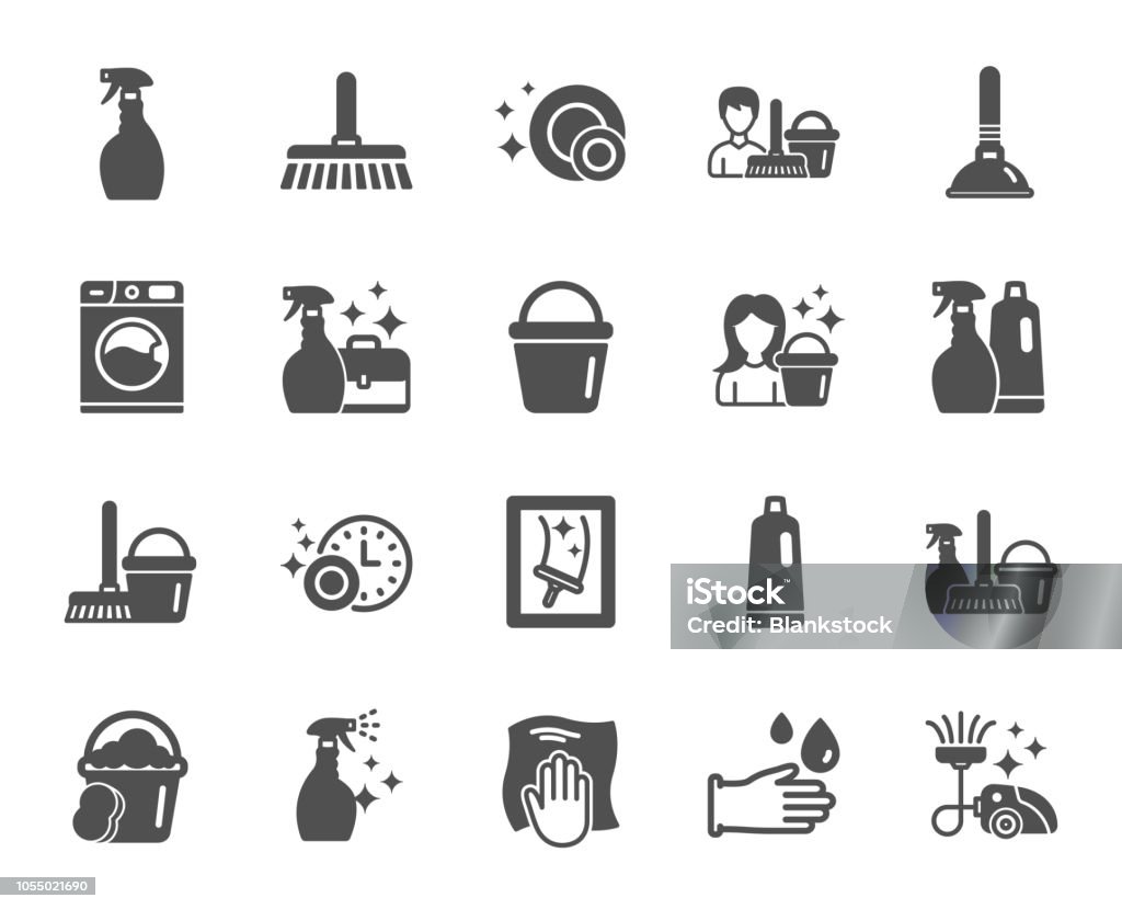 Cleaning icons. Laundry, Sponge and Vacuum. Vector Cleaning icons. Laundry, Sponge and Vacuum cleaner signs. Washing machine, Housekeeping service and Maid equipment symbols. Window cleaning and Wipe off. Quality design element. Classic style. Vector Icon stock vector