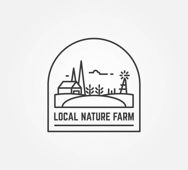 ilustrações de stock, clip art, desenhos animados e ícones de nature farm logo - homegrown produce wheat organic crop