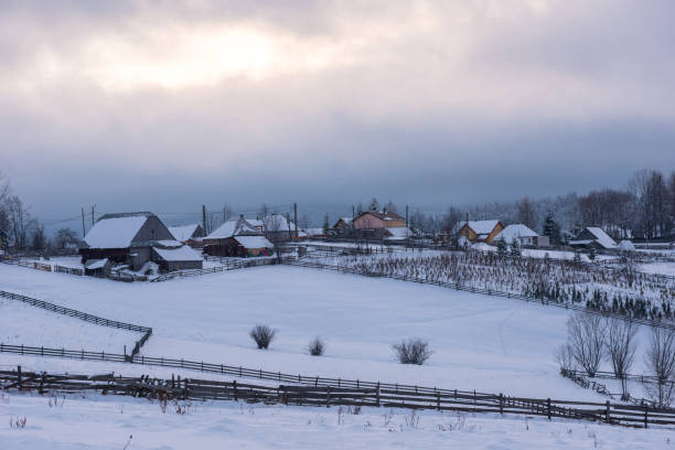 istock Winter mountain village landscape 1055026944