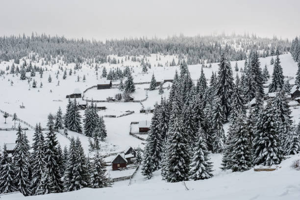 istock Winter mountain village landscape 1055026962