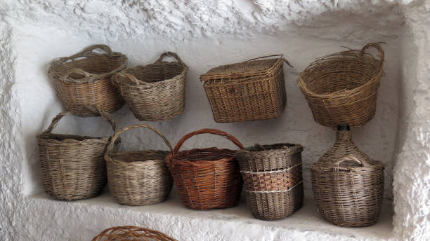 istock Handmade baskets on display in limestone cave alcove 1055027766