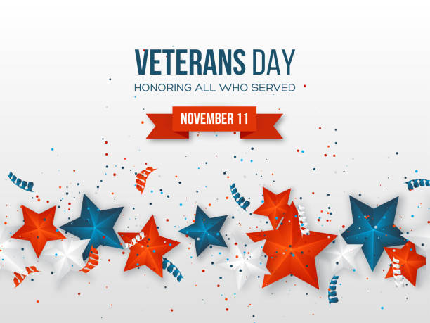 illustrazioni stock, clip art, cartoni animati e icone di tendenza di biglietto d'auguri per il veterans day. - veteran government day president