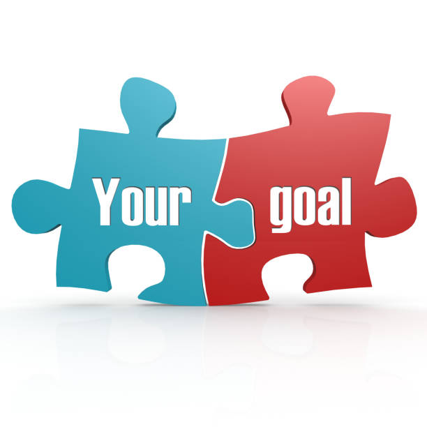 istock Blue and red with your goal puzzle 1055031440