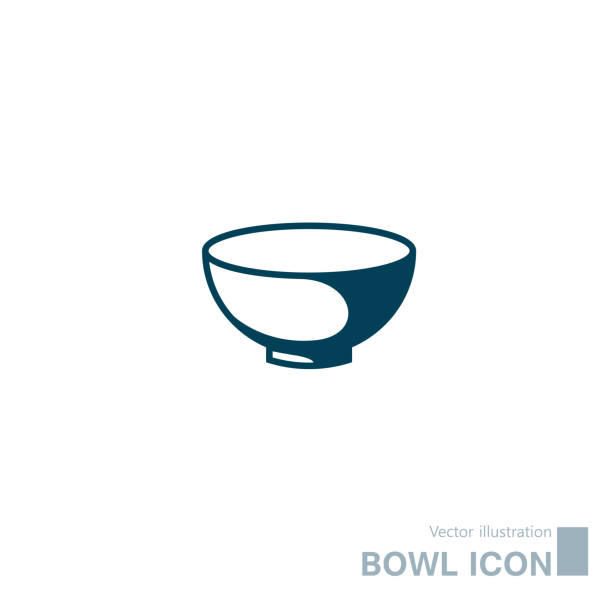 ilustraciones, imágenes clip art, dibujos animados e iconos de stock de icono de vector dibujado del tazón de fuente. - bowl