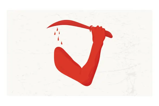 Vector illustration of Vector illustration: Goliad Flag, also known as Severed Arm or Bloody Sword Texas Independence flag. Goliad Bloody Arm Flag isolated.