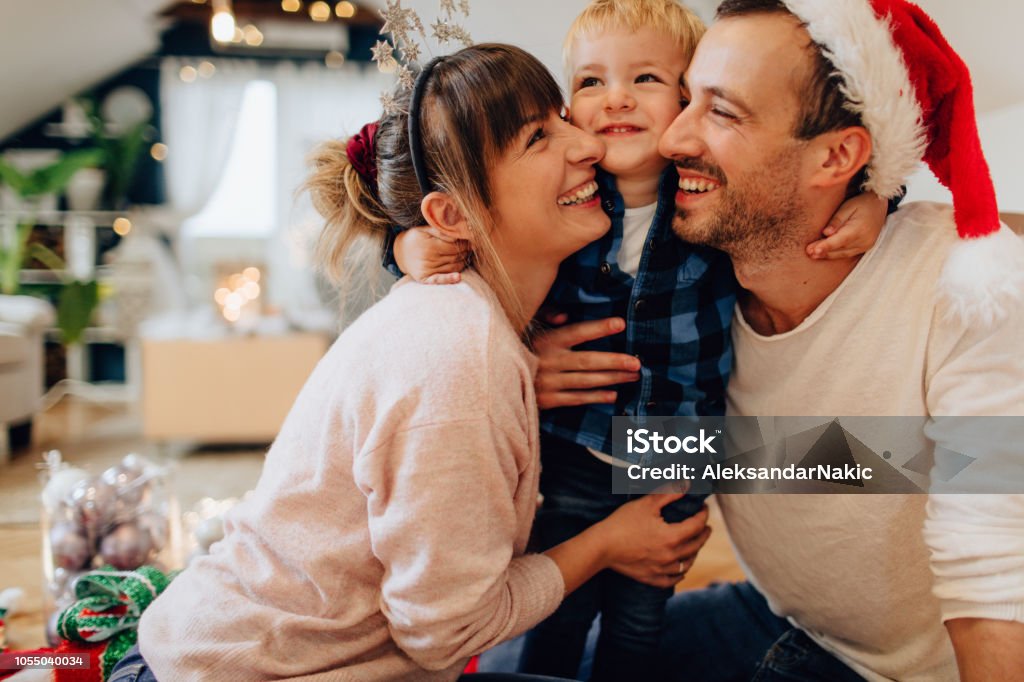 Vreugde van Kerstmis met mijn familie - Royalty-free Kerstmis Stockfoto