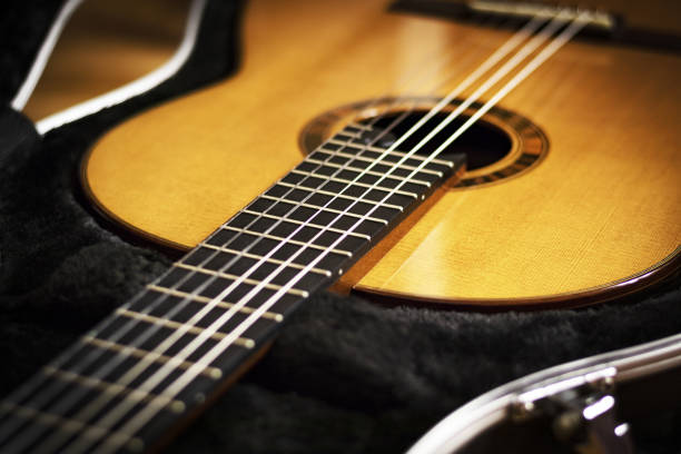 istock Classical guitar closeup, music background 1055042126