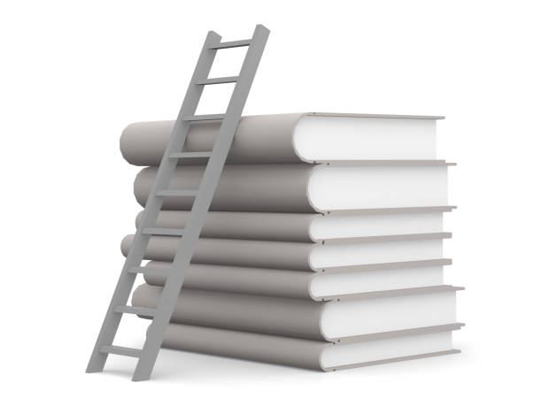 istock Pile of white books with a stair 1055043456
