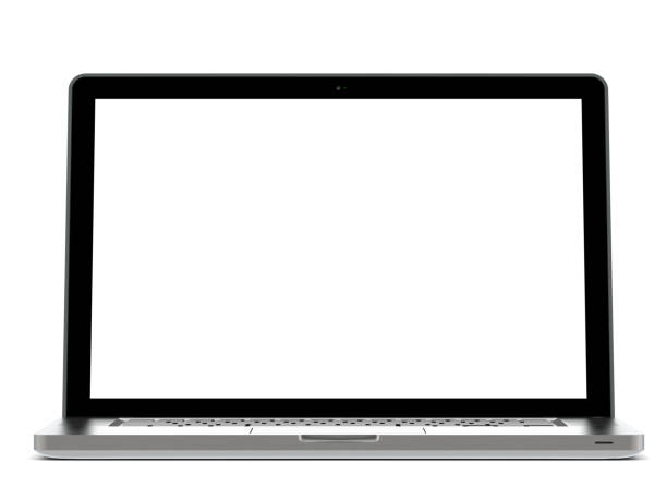 istock Front View of laptop with White Monitor 1055044270