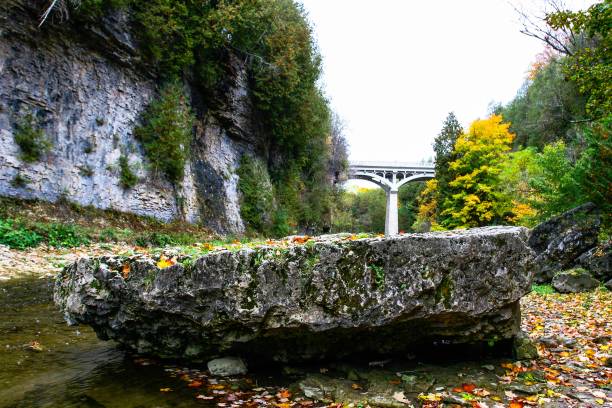 Elora Ontarion in the fall stock photo