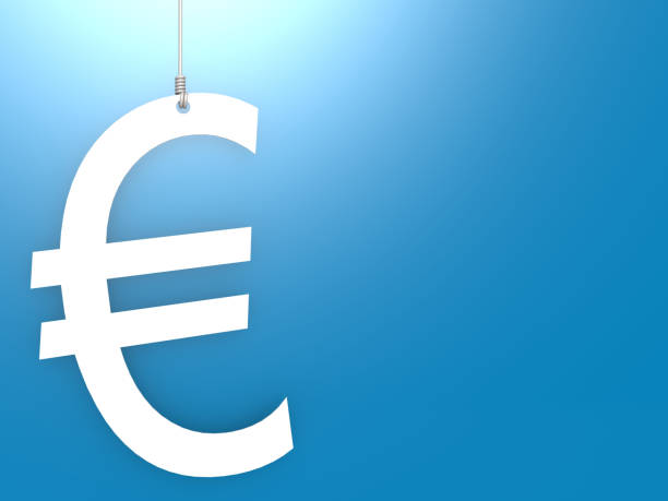 istock Euro sign hang with blue background, 1055044920