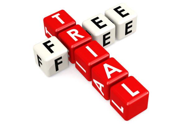 istock Free trial buzzword in red and white 1055044976