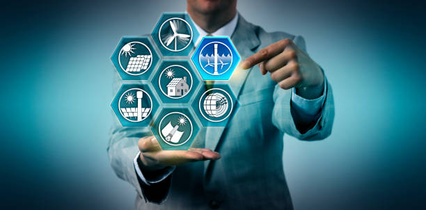 istock Man Selecting Tidal Power In Mix Of Renewables 1055047566