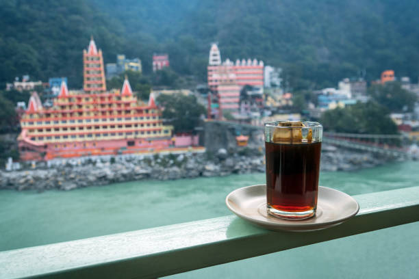 istock a Cup of tea on a beautiful background of the river 1055047982
