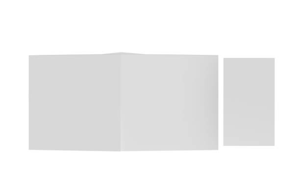 istock Blank white plastic card mockup inside paper booklet holder, mock up template on isolated white background, 3d illustration 1055052872