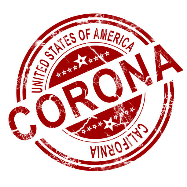 istock Red Corona stamp with white background 1055058500