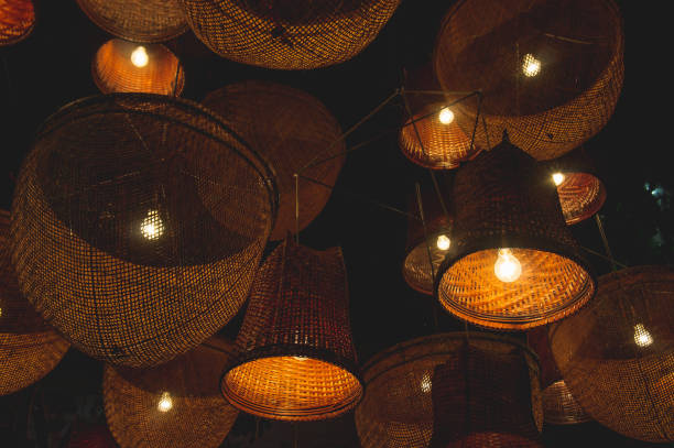 istock Decorative lamps of basketry decor style in night light 1055059694