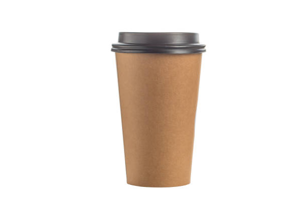 istock Take out coffee in brown thermo cup isolated on a white background. 1055071014