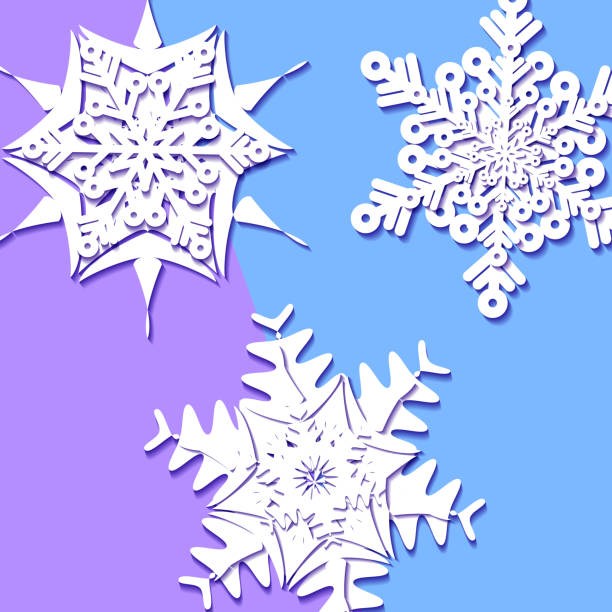 istock White snowflakes with shadow on blue background. Paper cut. Vector winter illustration for decorating for the new year and Christmas. 1055074484