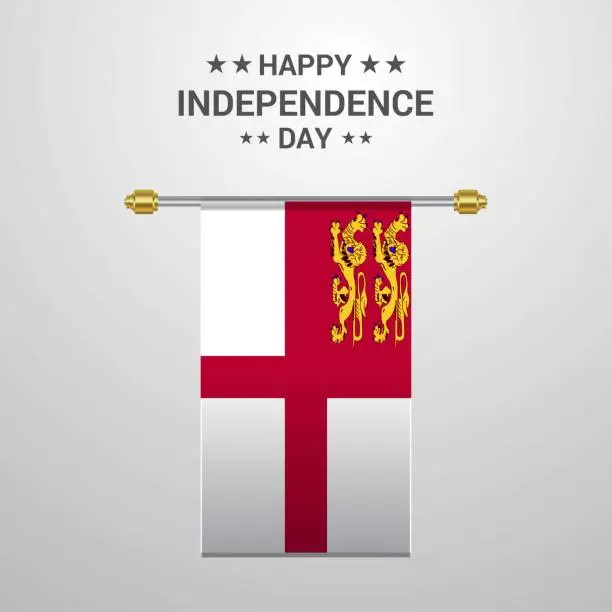 Vector illustration of Sark Independence day hanging flag background