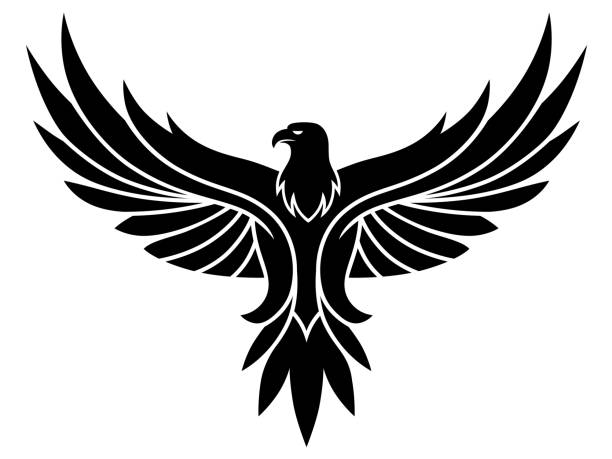 Eagle emblem Black vector eagle emblem on the white background. animals crest stock illustrations
