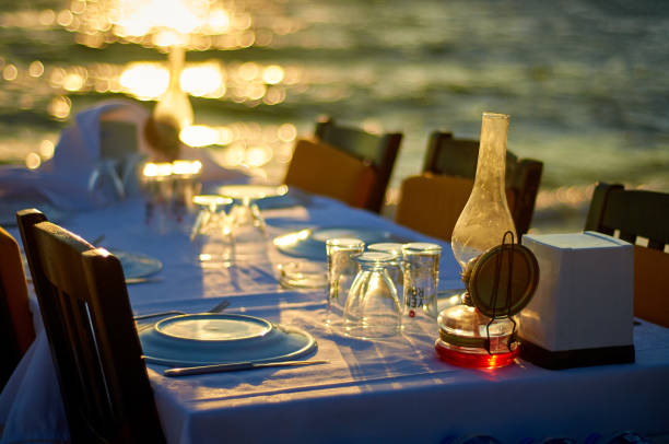 istock Table by the sea at sunset 1055081592