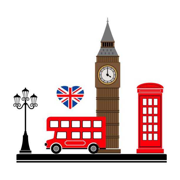 illustrazioni stock, clip art, cartoni animati e icone di tendenza di londra. illustrazione vettoriale con simboli di londra. - big ben illustrations